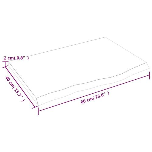 Bordplade 60x40x2 cm ubehandlet massivt egetræ