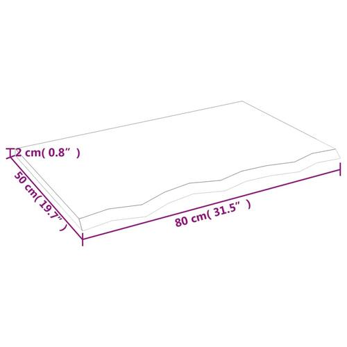Bordplade 80x50x2 cm ubehandlet massivt egetræ