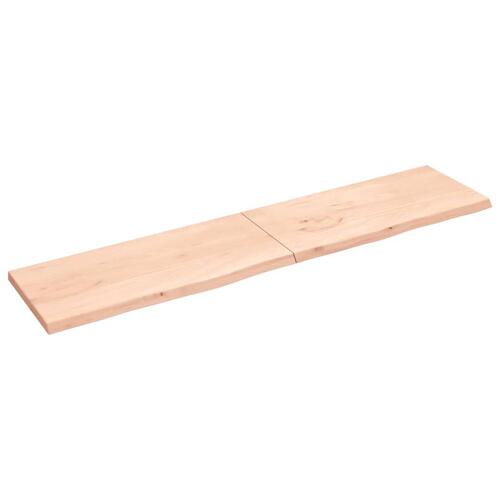 Bordplade 220x50x(2-4) cm ubehandlet massivt egetræ