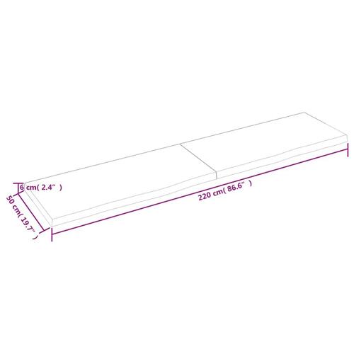 Bordplade 220x50x(2-6) cm ubehandlet massivt egetræ