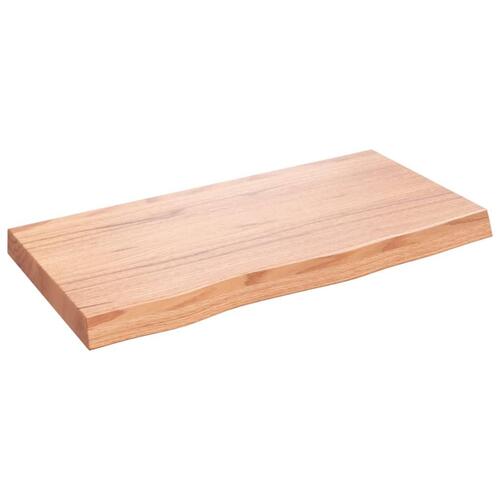 Bordplade 80x40x(2-6) cm behandlet massivt egetræ lysebrun