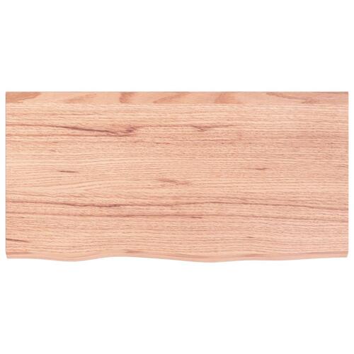 Bordplade 80x40x(2-6) cm behandlet massivt egetræ lysebrun