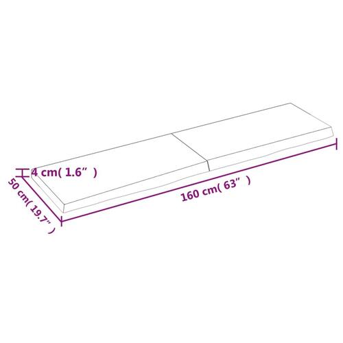 Bordplade 160x50x(2-4) cm behandlet massivt egetræ lysebrun