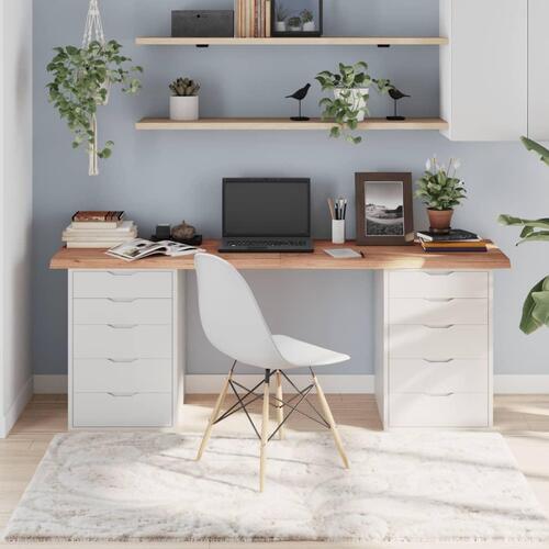 Bordplade 180x40x(2-6) cm behandlet massivt egetræ lysebrun