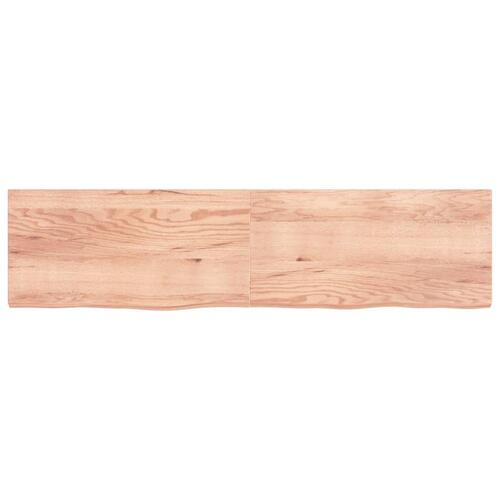 Bordplade 200x50x(2-6) cm behandlet massivt egetræ lysebrun