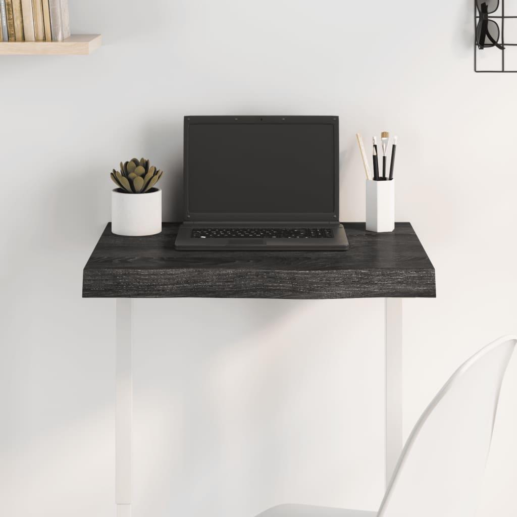 Bordplade 60x40x(2-6) cm behandlet massivt egetræ mørkebrun billede