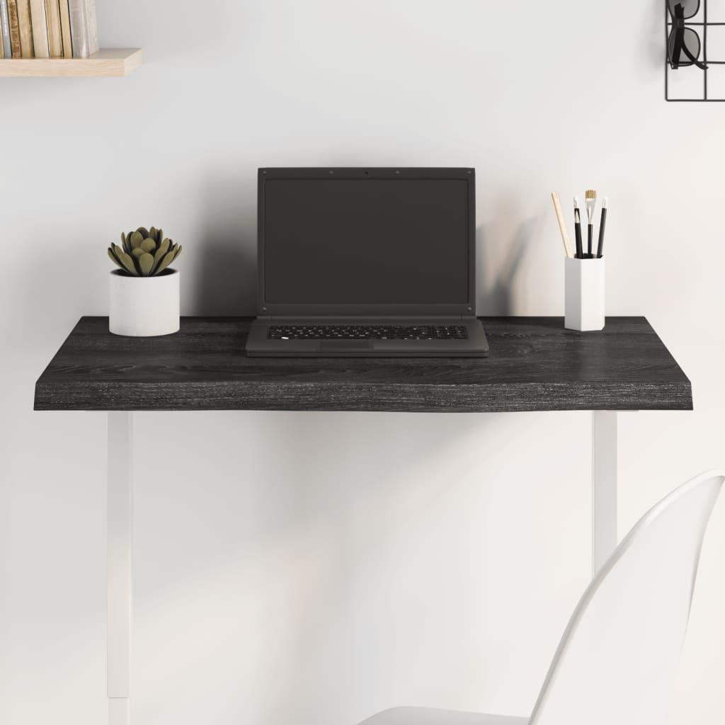 Bordplade 80x50x(2-4) cm behandlet massivt egetræ mørkebrun