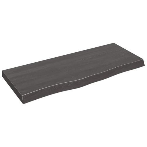 Bordplade 100x40x(2-6) cm behandlet massivt egetræ mørkebrun