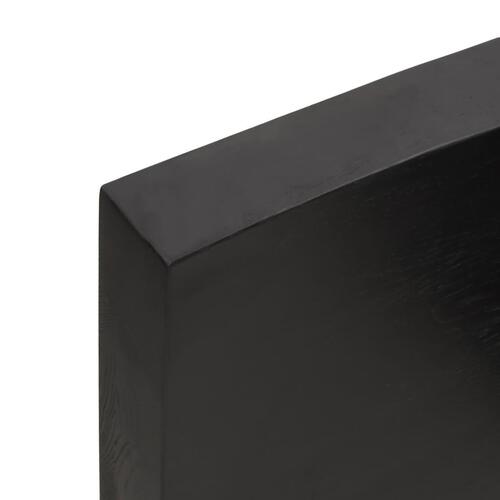 Bordplade 120x40x(2-6) cm behandlet massivt egetræ mørkebrun