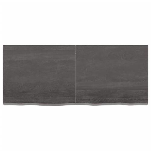Bordplade 120x50x(2-6) cm behandlet massivt egetræ mørkebrun