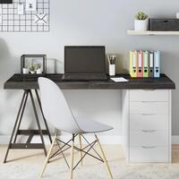 Bordplade 140x50x(2-6) cm behandlet massivt egetræ mørkebrun