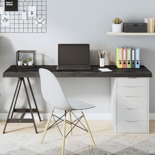 Bordplade 160x50x(2-6) cm behandlet massivt egetræ mørkebrun