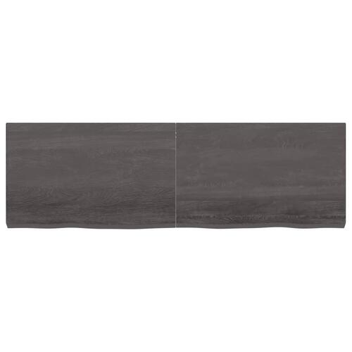 Bordplade 160x50x(2-6) cm behandlet massivt egetræ mørkebrun