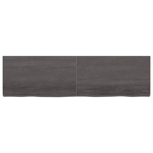 Bordplade 180x50x(2-6) cm behandlet massivt egetræ mørkebrun