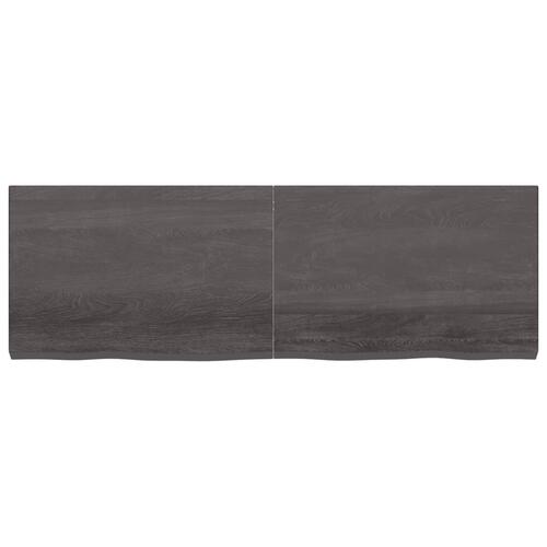 Bordplade 180x60x(2-6) cm behandlet massivt egetræ mørkebrun