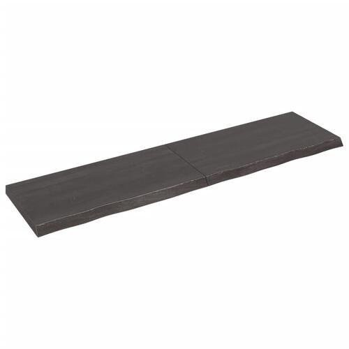 Bordplade 200x50x(2-6) cm behandlet massivt egetræ mørkebrun
