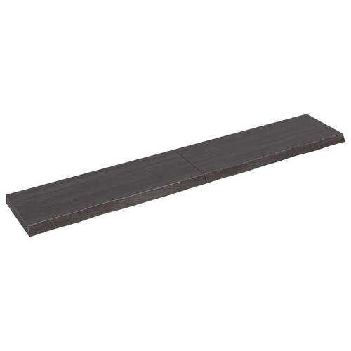 Bordplade 220x40x(2-6) cm behandlet massivt egetræ mørkebrun