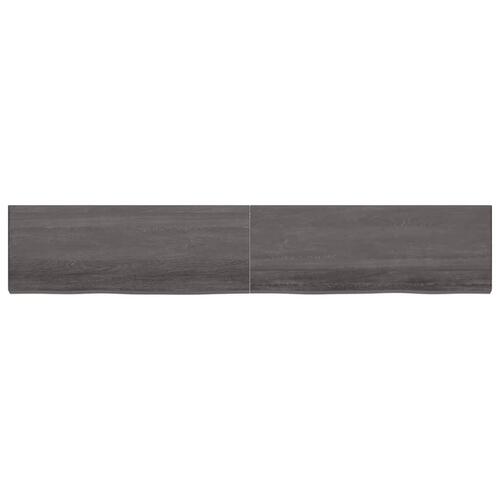 Bordplade 220x40x(2-6) cm behandlet massivt egetræ mørkebrun