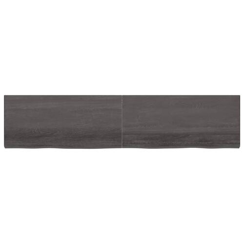 Bordplade 220x50x(2-6) cm behandlet massivt egetræ mørkebrun