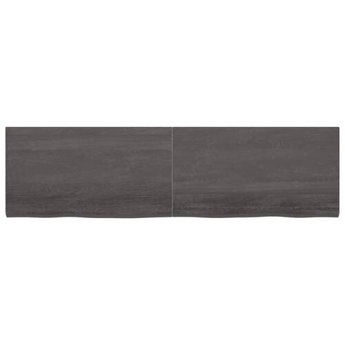 Bordplade 220x60x(2-4) cm behandlet massivt egetræ mørkebrun