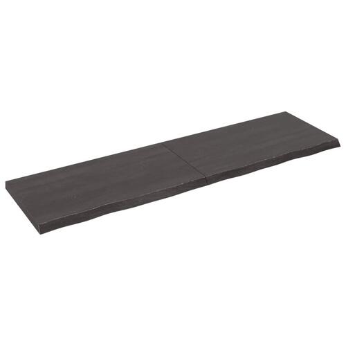 Bordplade 220x60x(2-6) cm behandlet massivt egetræ mørkebrun