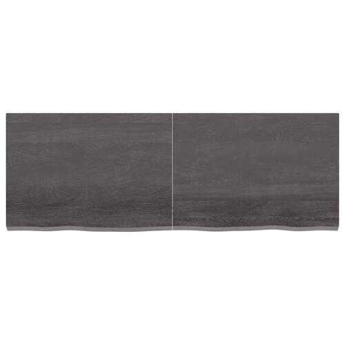 Bordplade 140x50x(2-4) cm behandlet massivt egetræ mørkebrun