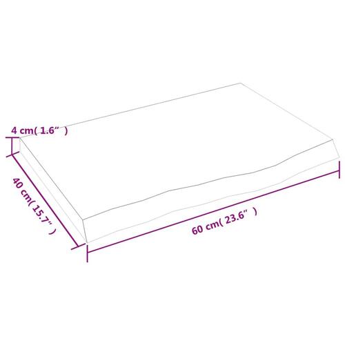 Bordplade 60x40x(2-4) cm ubehandlet massivt egetræ