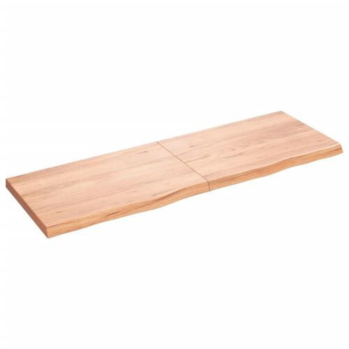 Bordplade 180x60x(2-6) cm behandlet massivt egetræ lysebrun