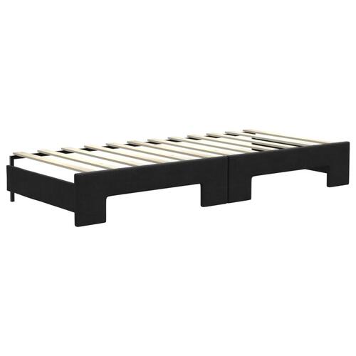 Daybed med udtræk og skuffer 80x200 cm stof sort