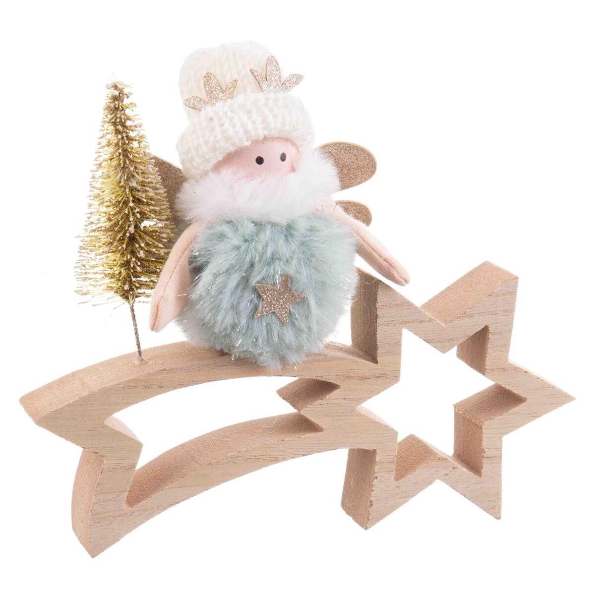 Juledekoration i træ - stjerne, multifarvet/natur, 18 × 6 × 16 cm billede