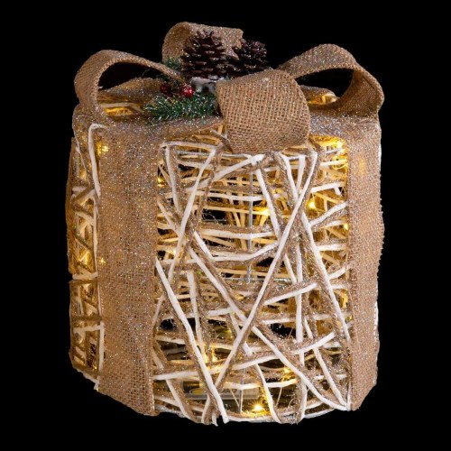 Julepynt Hvid Natur Metal Plastik Fiber Gaveæske 25 x 25 x 35 cm (3 enheder)