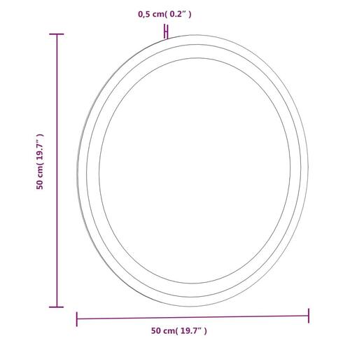 Badeværelsesspejl med LED-lys 50 cm rundt