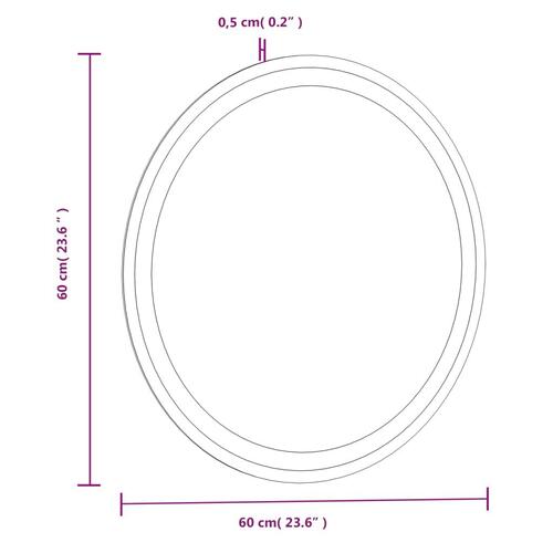 Badeværelsesspejl med LED-lys 60 cm rundt