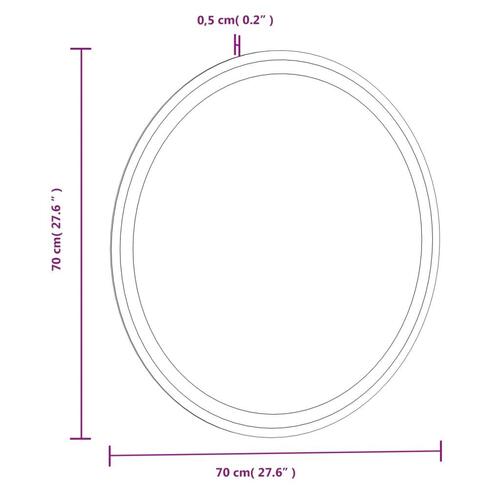 Badeværelsesspejl med LED-lys 70 cm rundt