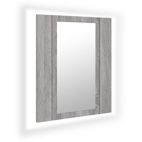 Spejlskab m. LED-lys 40x12x45 cm konstrueret træ grå sonoma-eg
