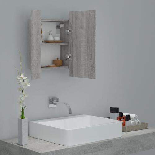 Spejlskab m. LED-lys 40x12x45 cm konstrueret træ grå sonoma-eg
