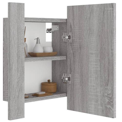 Spejlskab m. LED-lys 40x12x45 cm konstrueret træ grå sonoma-eg
