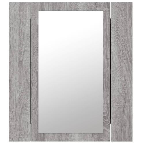 Spejlskab m. LED-lys 40x12x45 cm konstrueret træ grå sonoma-eg