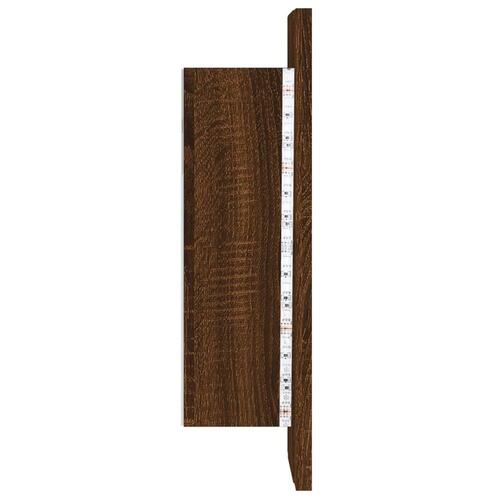 Spejlskab med LED-lys 40x12x45 cm konstrueret træ brunt eg
