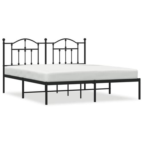 Sengeramme med sengegavl 180x200 cm metal sort