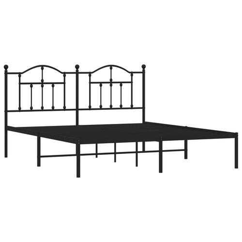 Sengeramme med sengegavl 180x200 cm metal sort