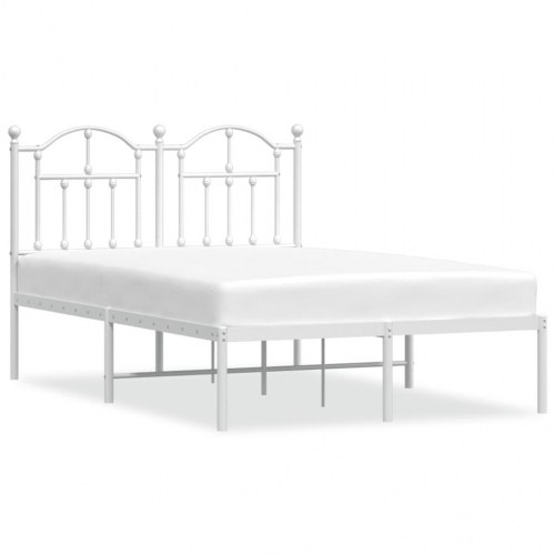 Sengeramme med sengegavl 120 x 190 cm i stål - hvid