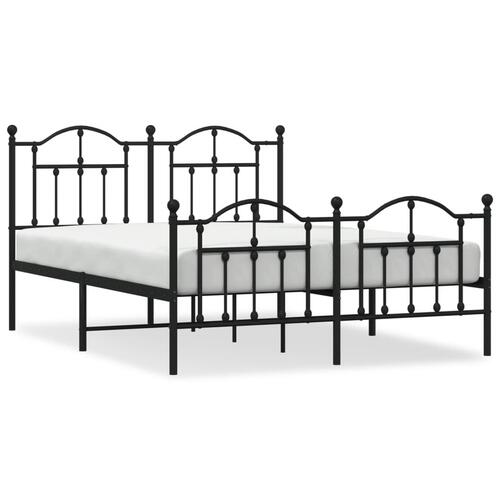 Sengeramme med sengegavl og fodgærde 140x190 cm metal sort