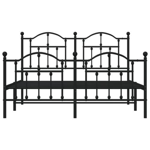 Sengeramme med sengegavl og fodgærde 140x190 cm metal sort