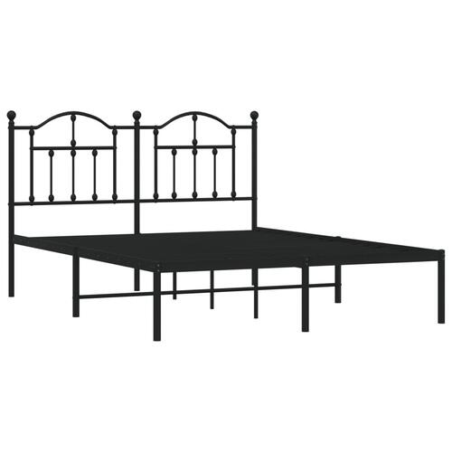 Sengeramme med sengegavl 140x200 cm metal sort