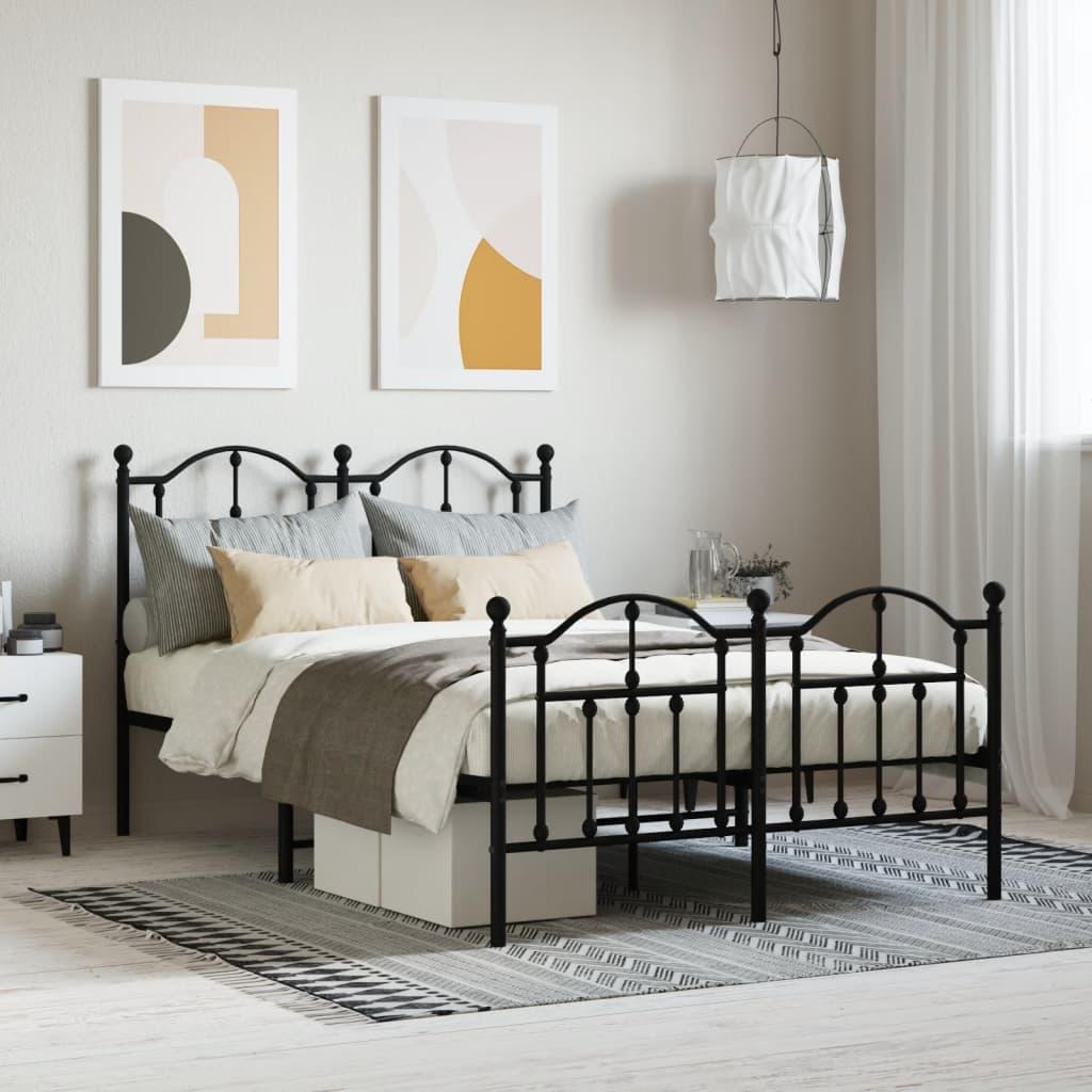 Sengeramme med sengegavl og fodgærde 120x200 cm metal sort