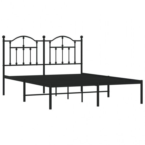 Sengeramme med sengegavl i metal - sort, 135 x 190 cm