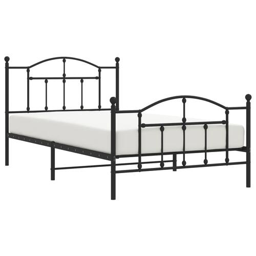 Sengeramme med sengegavl og fodgærde 107x203 cm metal sort