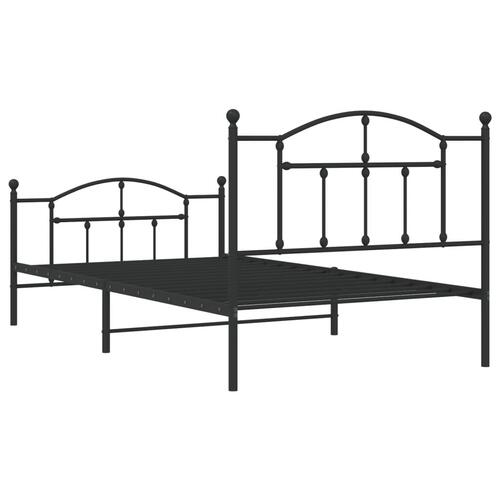 Sengeramme med sengegavl og fodgærde 107x203 cm metal sort