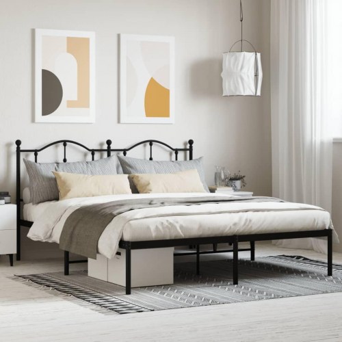 Sengeramme med sengegavl - sort - 183 x 213 cm